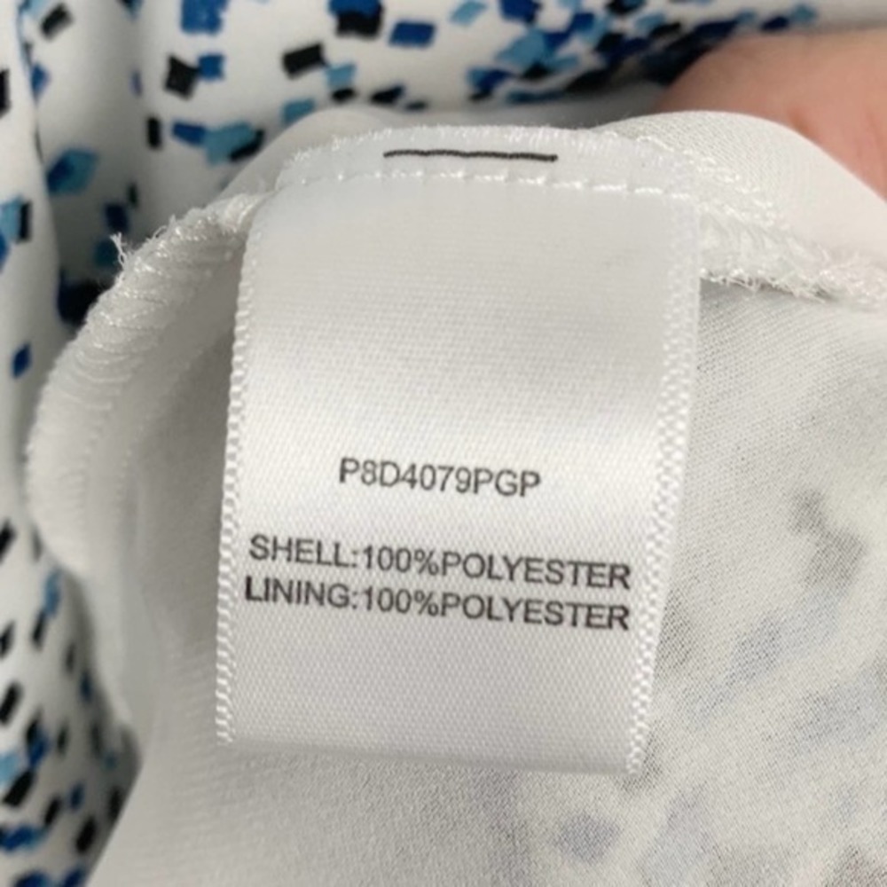 Parker Smocked Long Sleeve White and Blue Square Pattern Dress Size Small - Picture 9 of 12